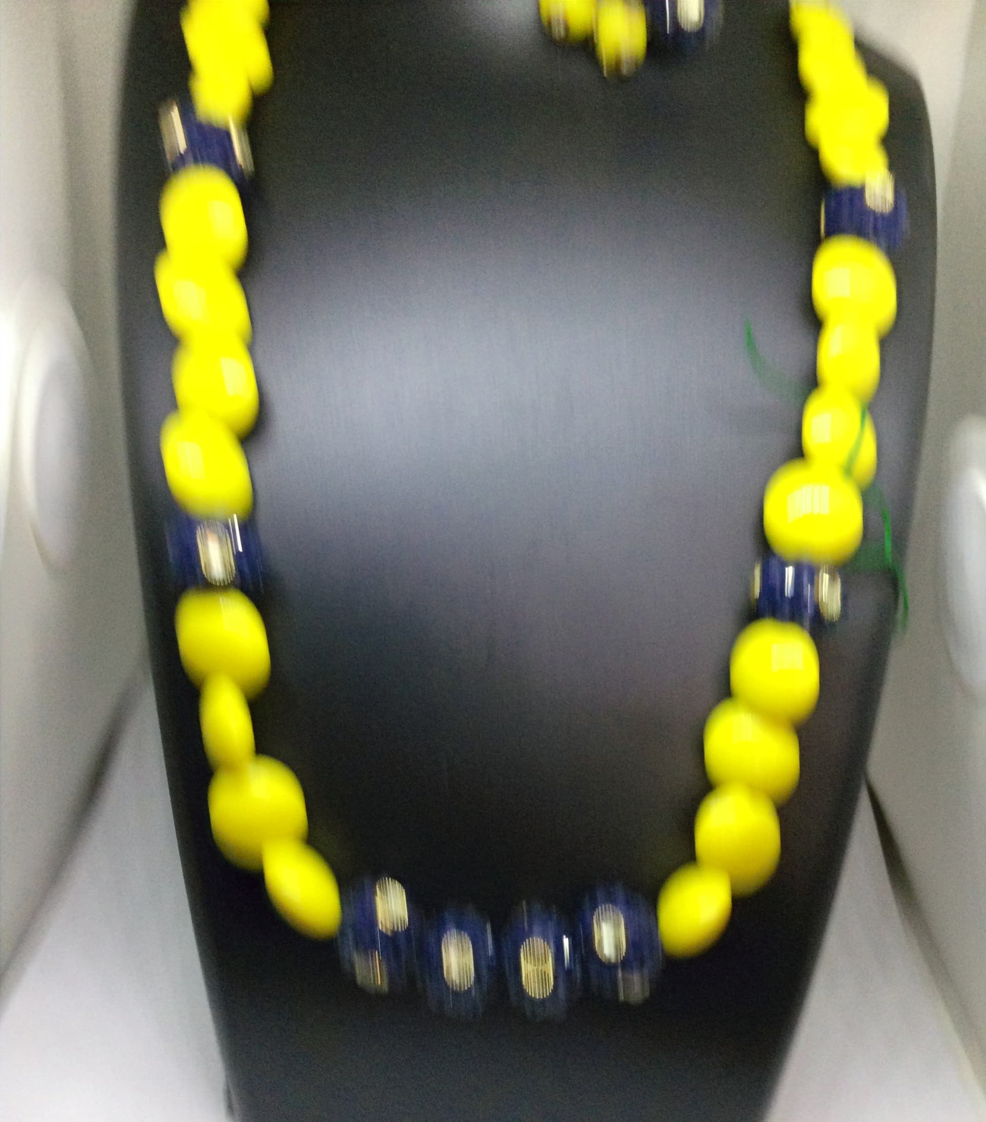 Handmade necklace — yellow and blue