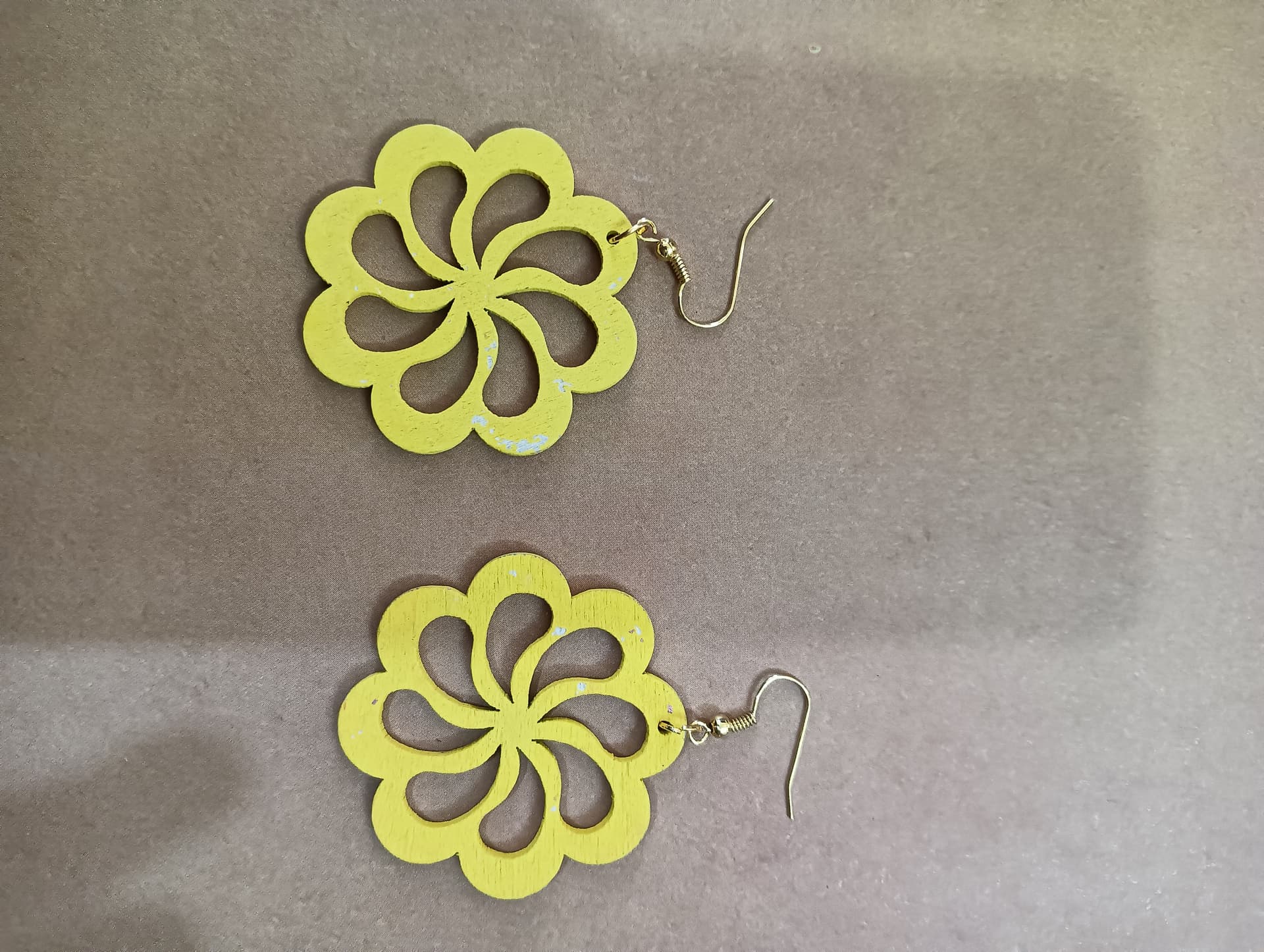 Handmade earrings — yellow quilled paper flowers