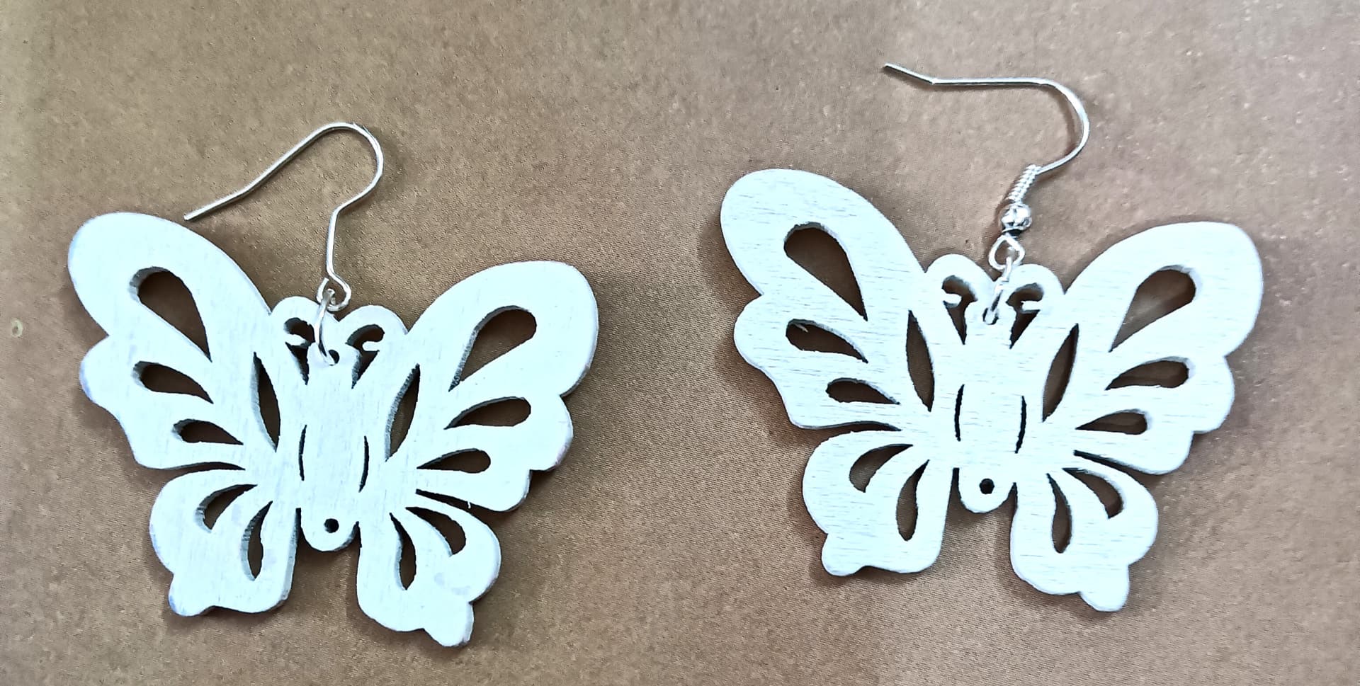 Handmade earrings — white quilled paper butterflies