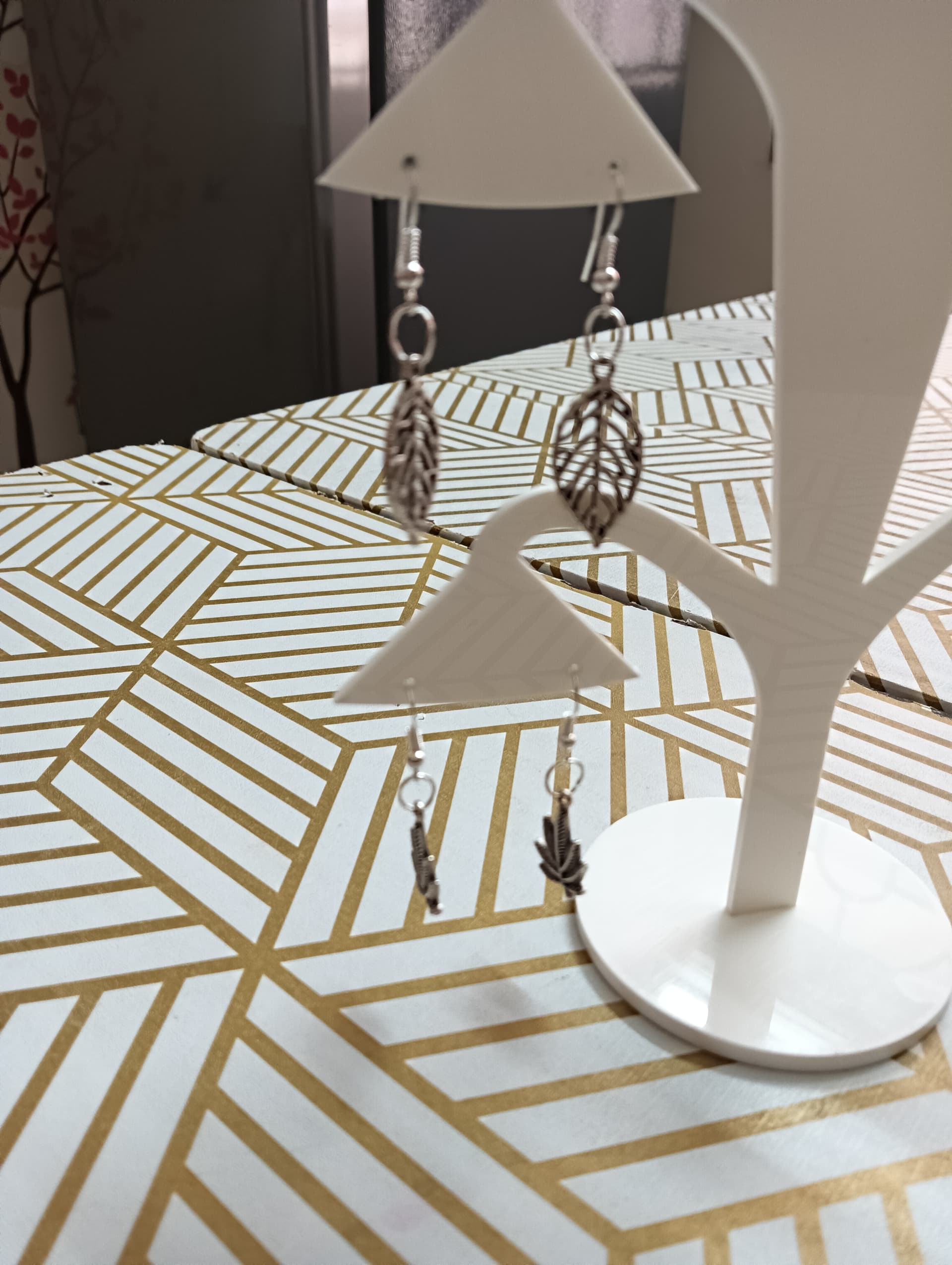 Handmade earrings — silver leaf drops