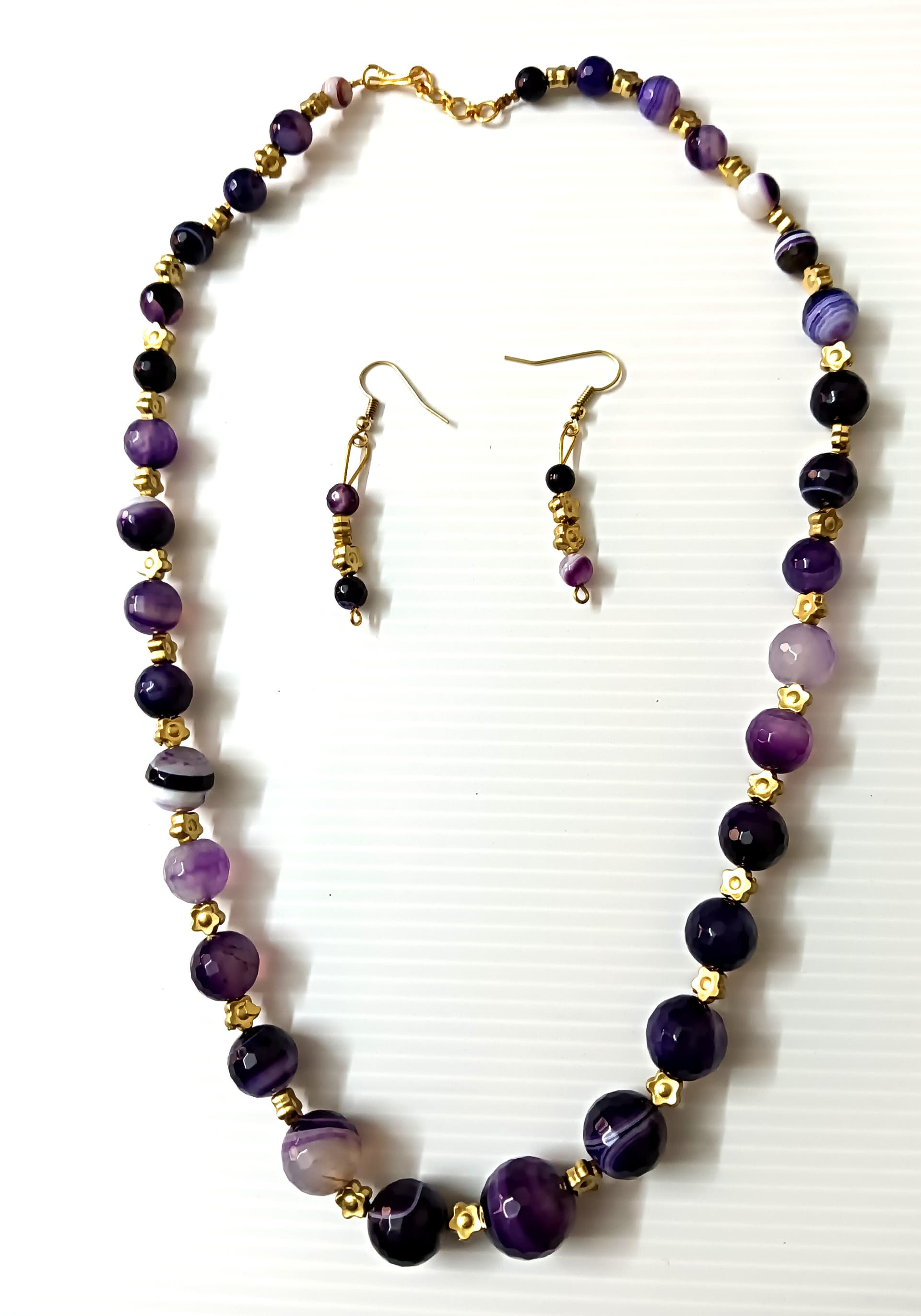 Necklace and earring set — violet and black
