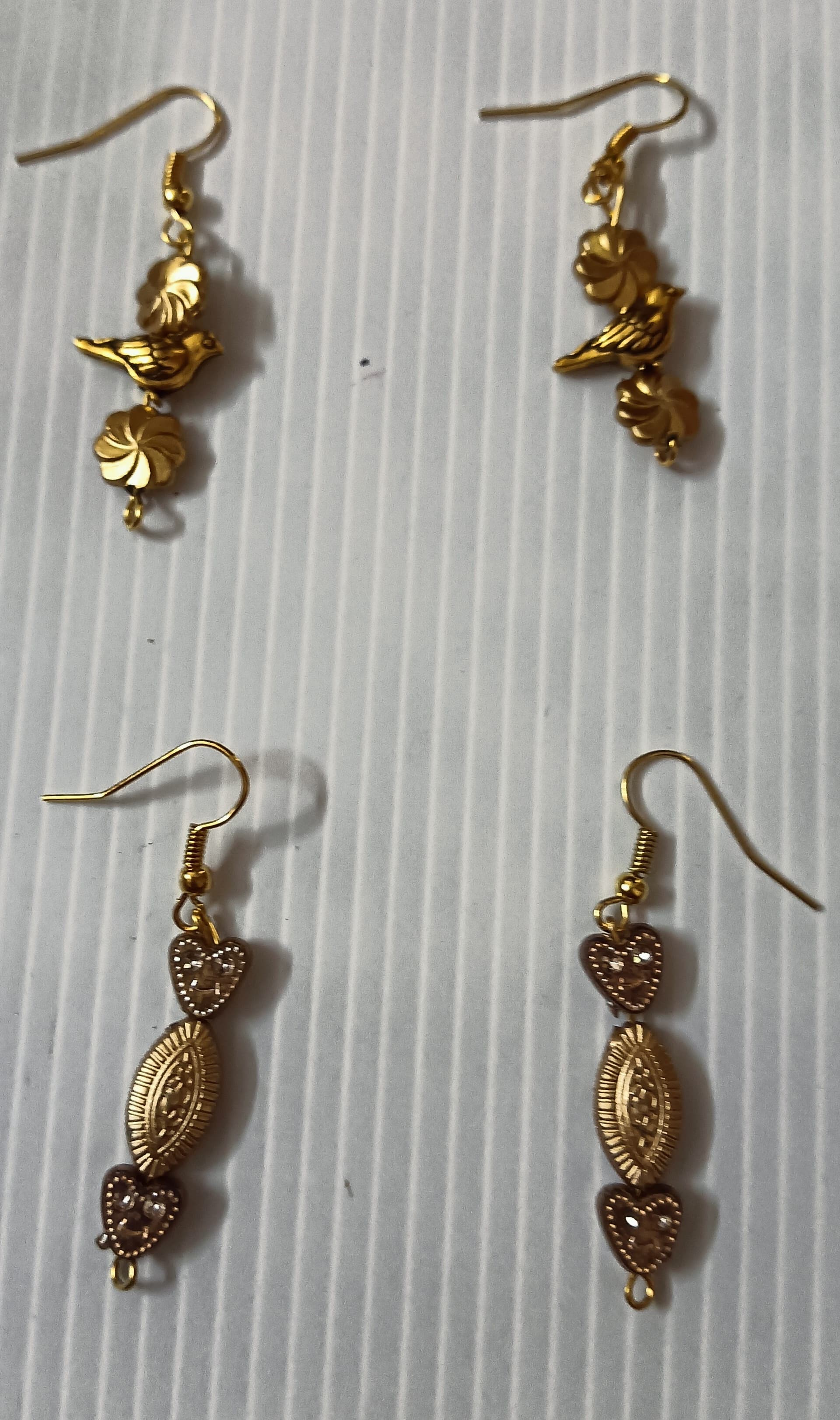 Handmade earrings — brass beaded drops