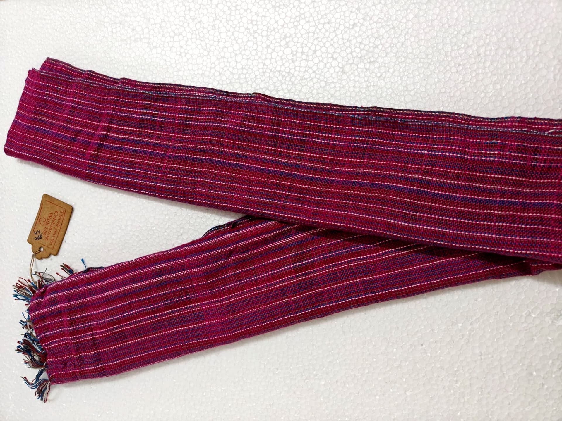 Saori handwoven stole — magenta