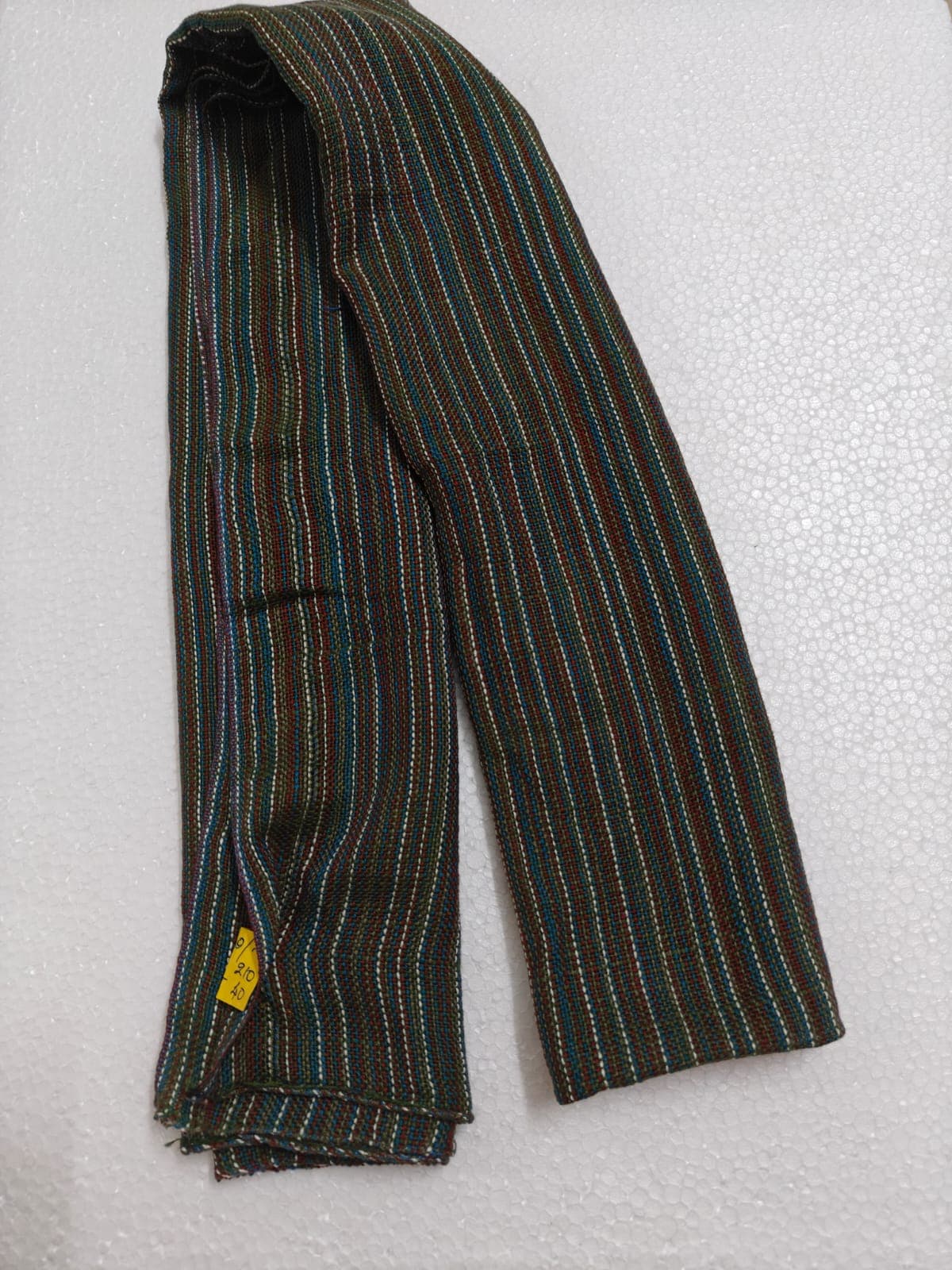 Saori handwoven stole — charcoal with fine stripes