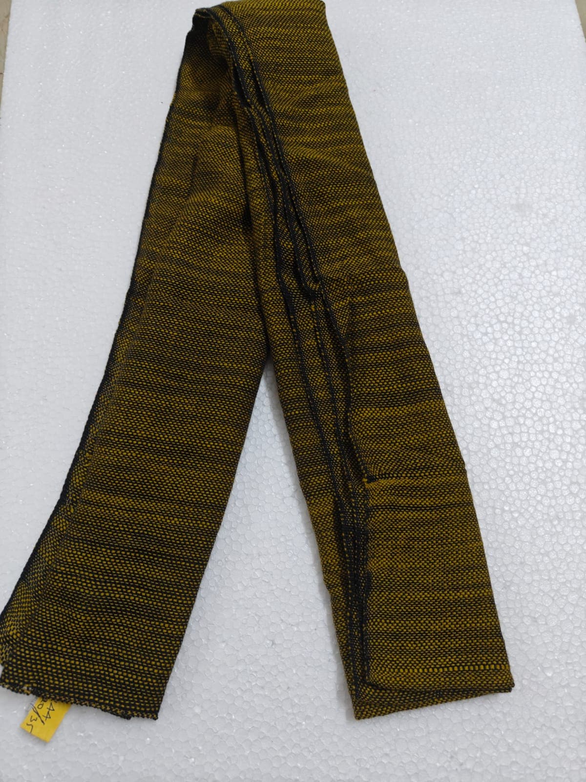 Saori handwoven stole — olive brown