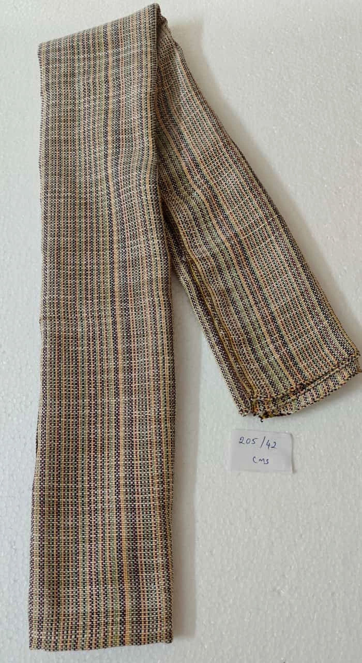 Saori handwoven stole — beige and grey checks