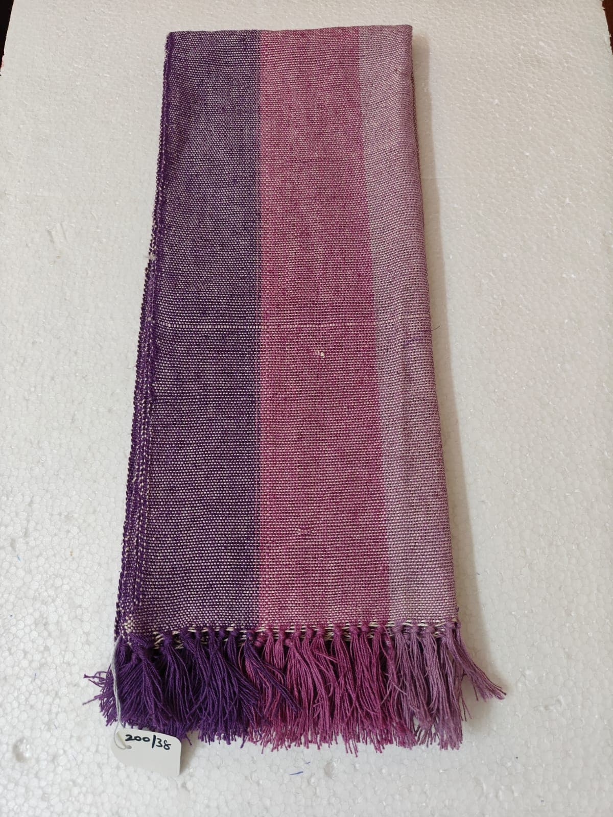 Saori handwoven stole — violet and mauve