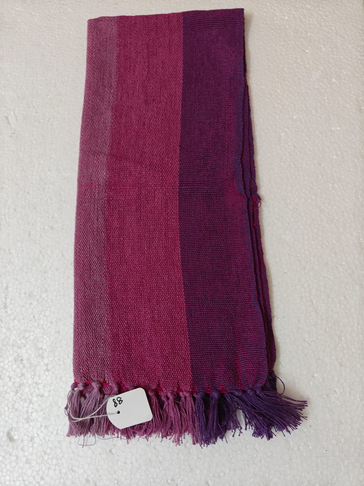 Saori handwoven stole — magenta and rose