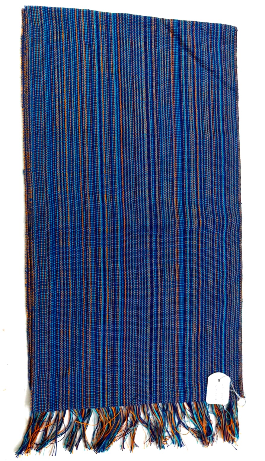 Saori handwoven stole — royal blue with fine stripes