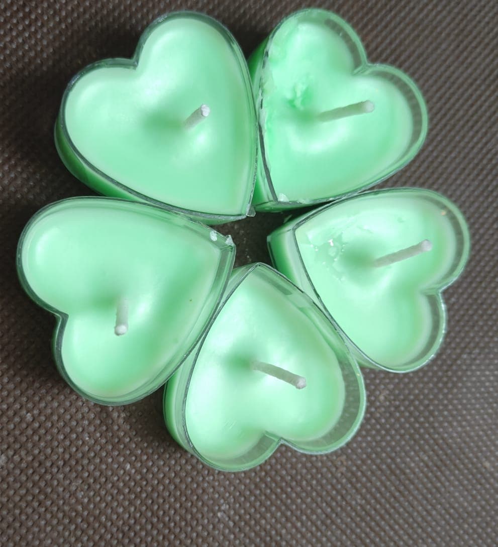 Candle Ceramic Heart Green- Pair