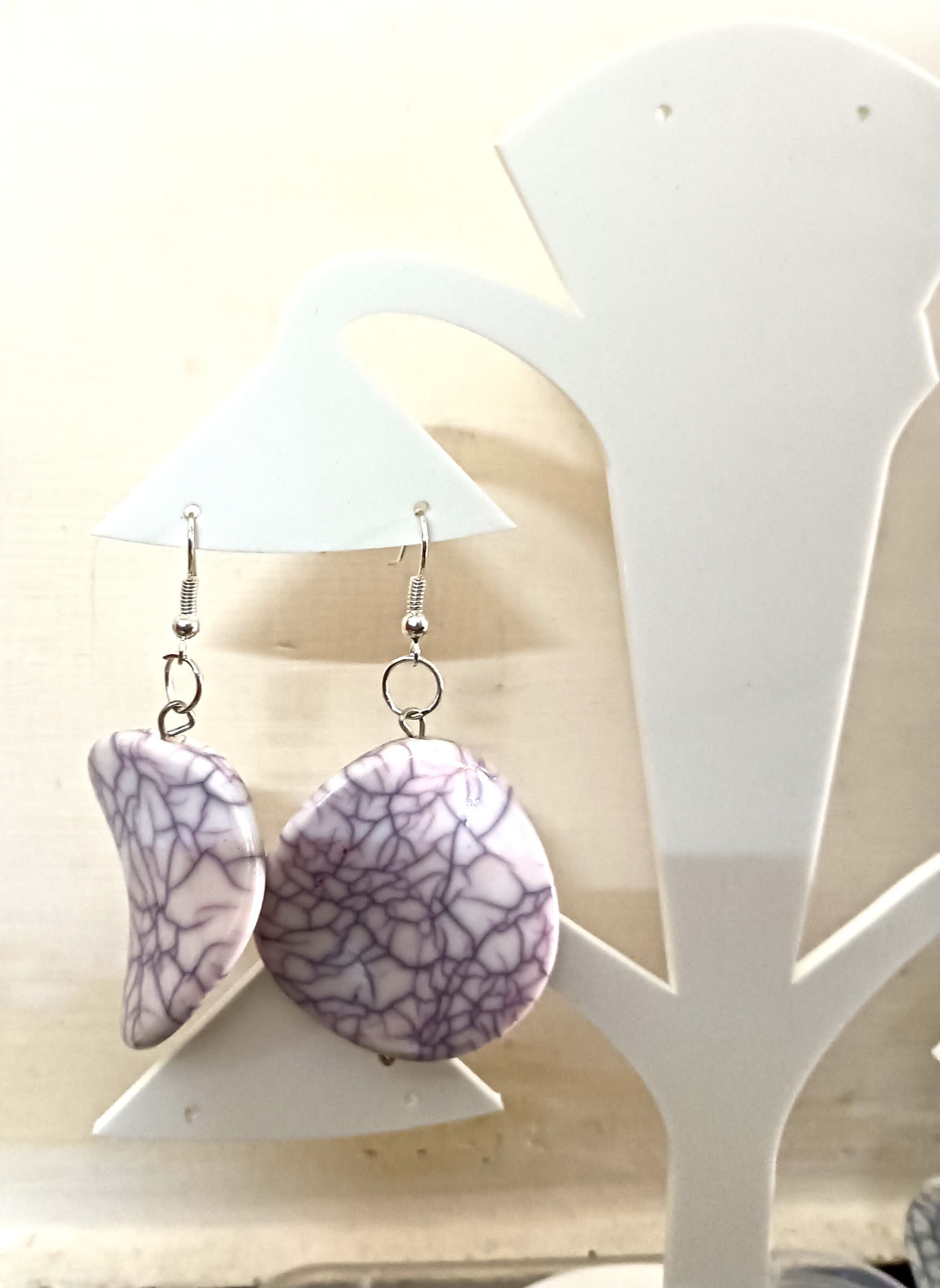 Handmade earrings — violet marbled fish