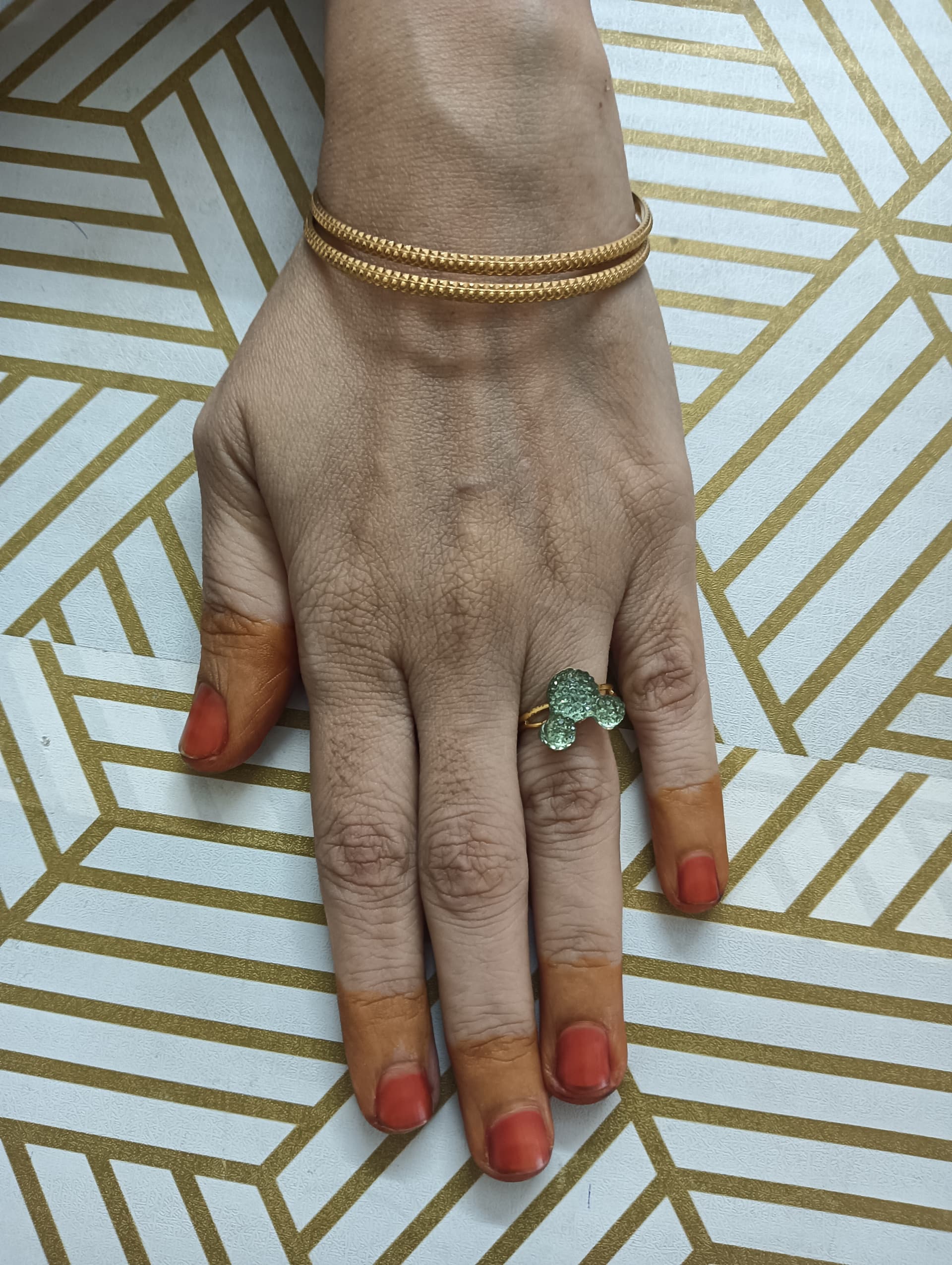 Bangle and ring set — gold and pink