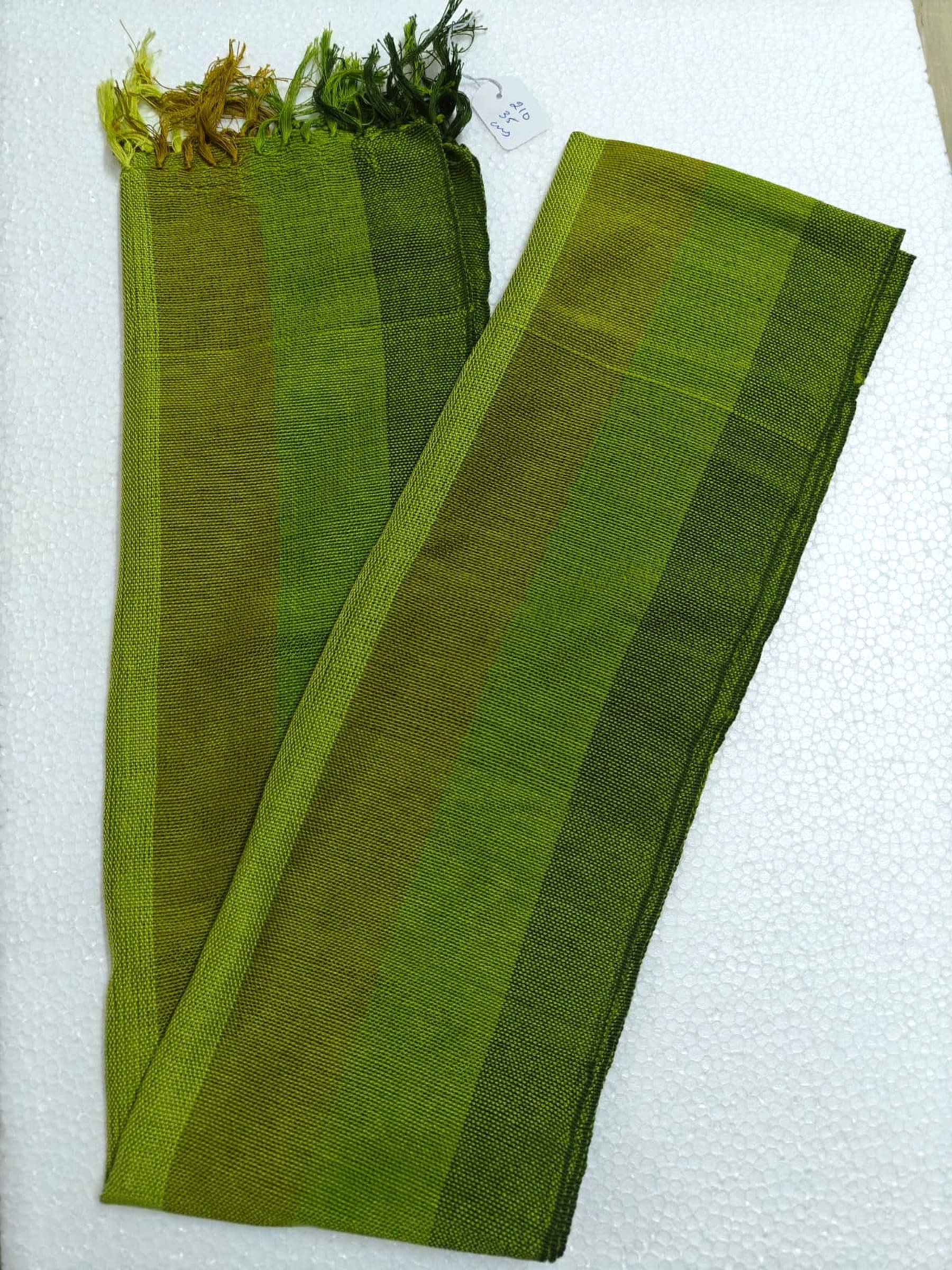 Saori handwoven stole — olive green