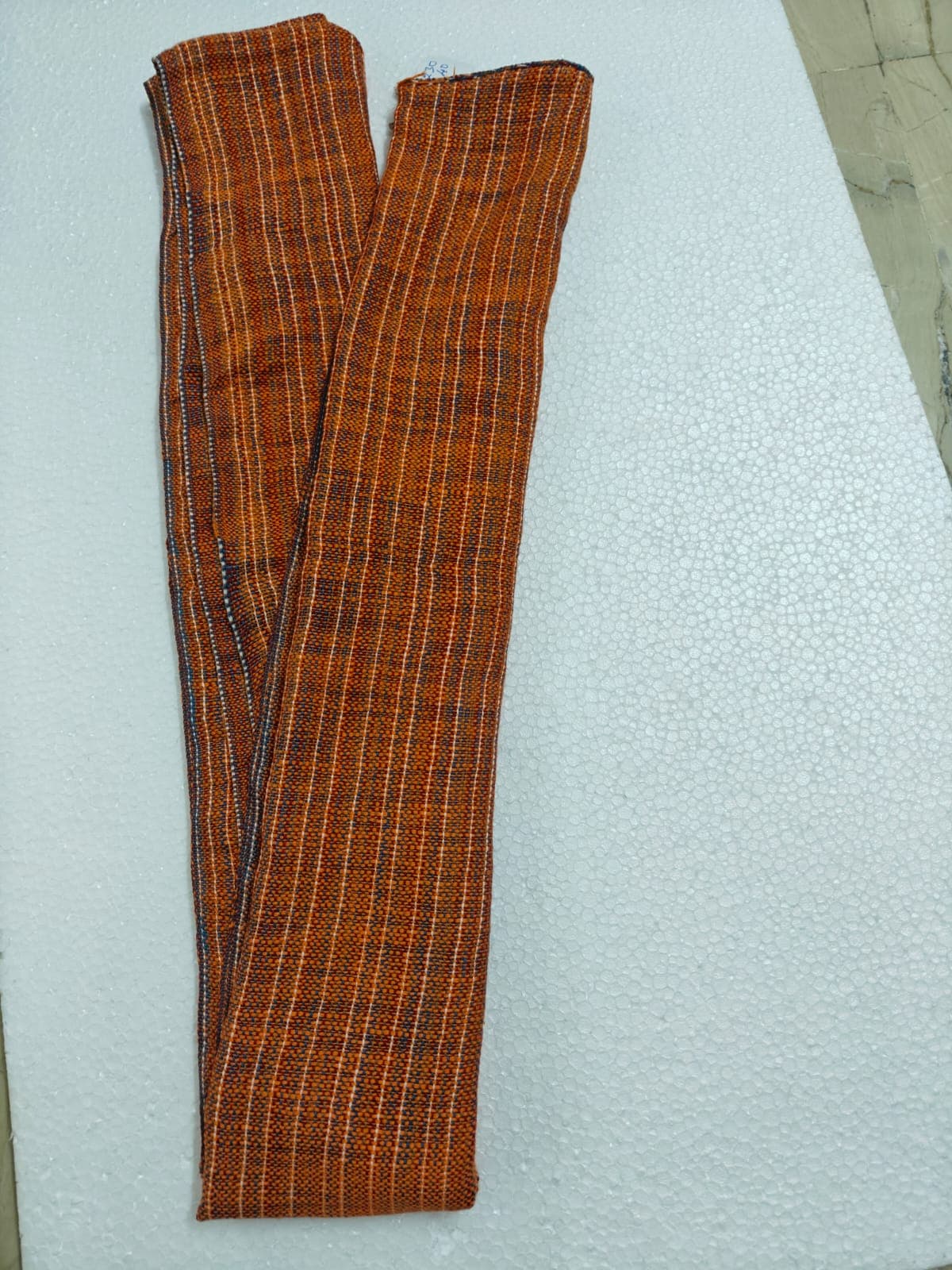 Saori handwoven stole — rust orange