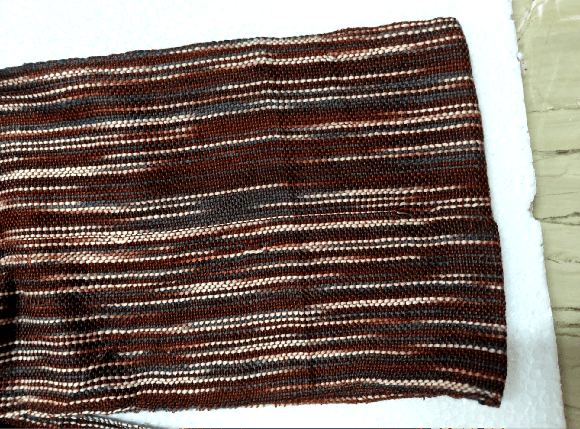 Saori handwoven stole — dark brown with cream flecks