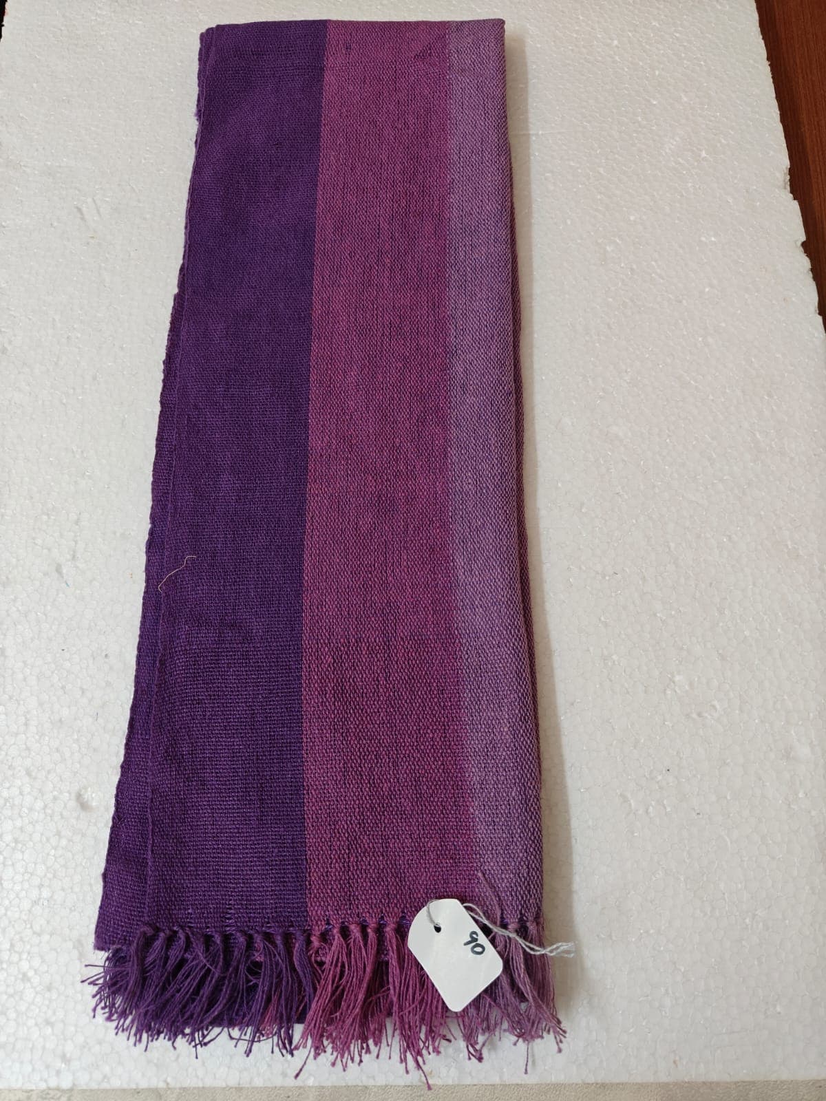 Saori handwoven stole — violet and lilac