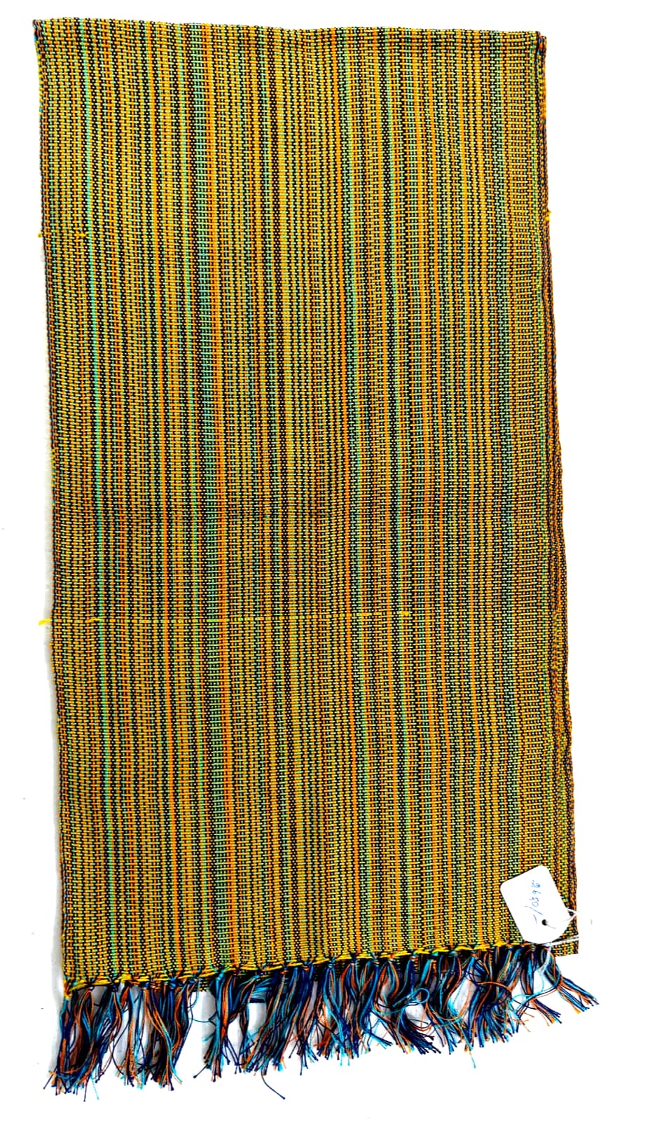 Saori handwoven stole — olive gold